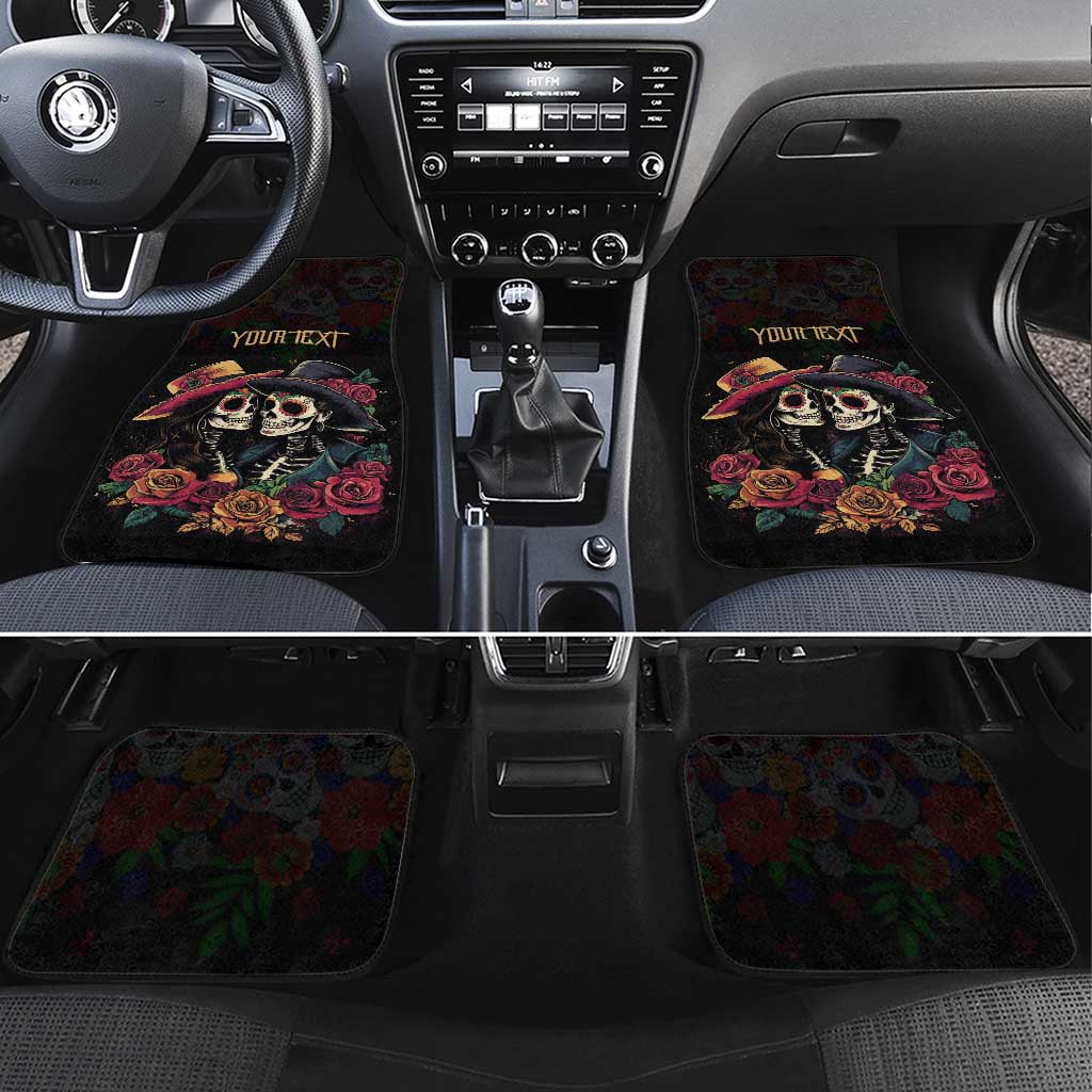 Sugar Skull Couple Valentine Car Mats Roses Romantic Love