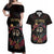 Personalised Sugar Skull Couple Valentine Couples Matching Off Shoulder Maxi Dress and Hawaiian Shirt Roses Romantic Love