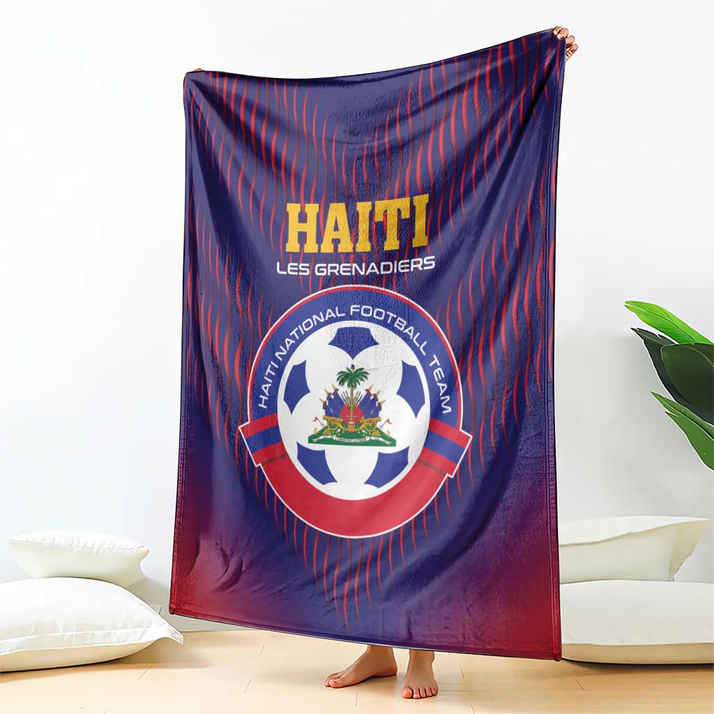 Haiti football team blanket standing upright with large circular crest, blue and red