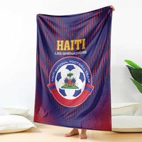 Haiti football team blanket standing upright with large circular crest, blue and red