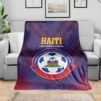 Haiti football team blanket spread on sofa in blue and red with circular crest