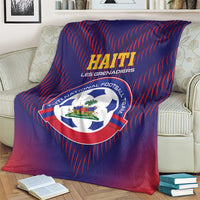 Haiti football team blanket with folded corner and circular crest, blue and red stripes