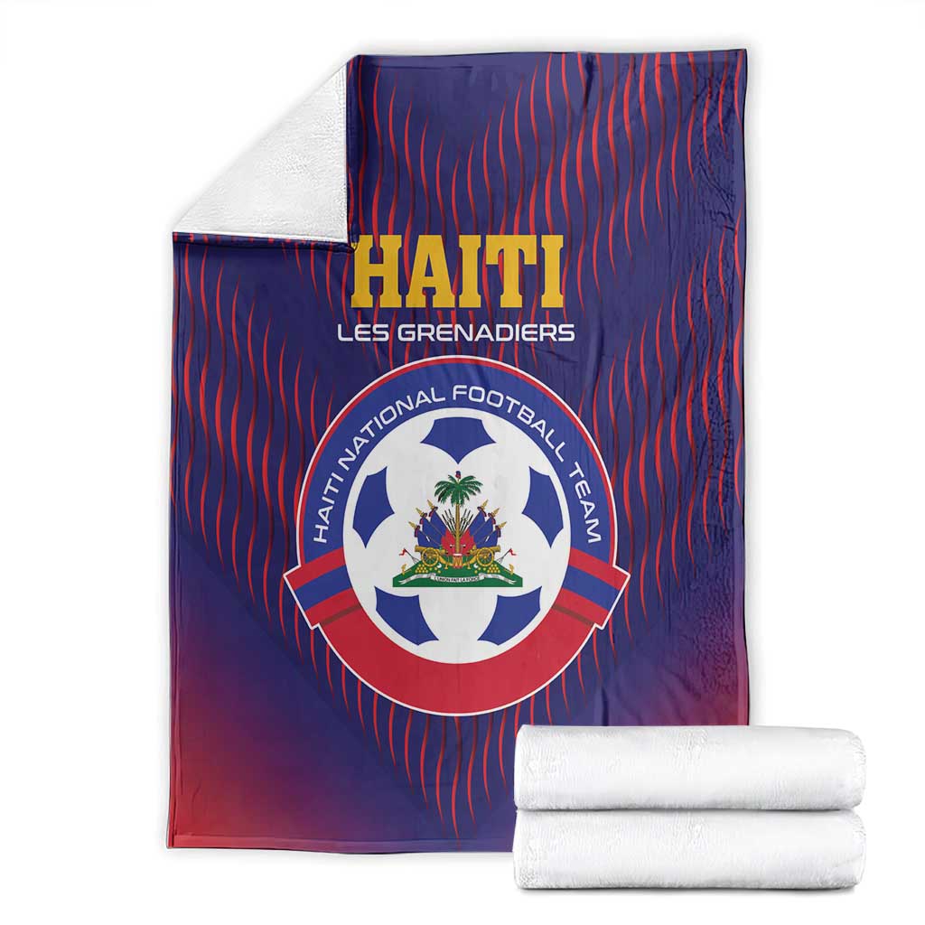Haiti football team blanket folded with crest logo and HAITI text, blue and red