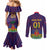 Custom Haiti Football Couples Matching Mermaid Dress and Long Sleeve Button Shirt Come On Les Grenadiers