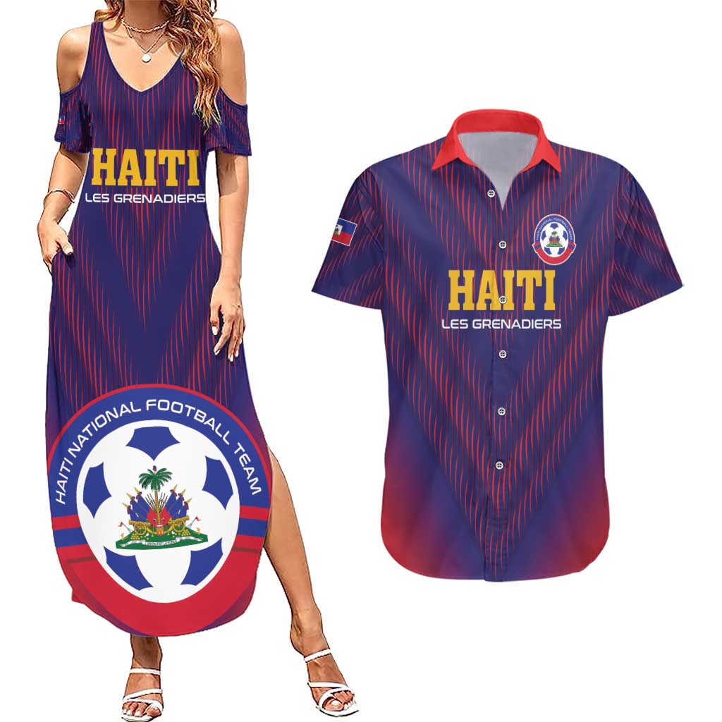 Custom Haiti Football Couples Matching Summer Maxi Dress and Hawaiian Shirt Come On Les Grenadiers