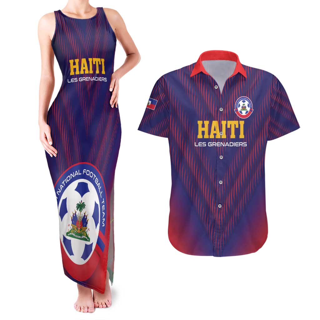 Custom Haiti Football Couples Matching Tank Maxi Dress and Hawaiian Shirt Come On Les Grenadiers