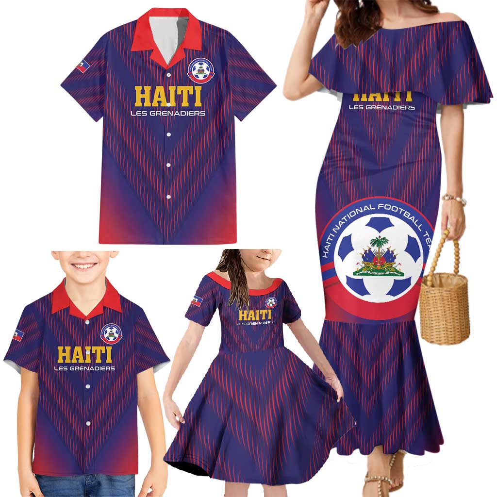 Custom Haiti Football Family Matching Mermaid Dress and Hawaiian Shirt Come On Les Grenadiers