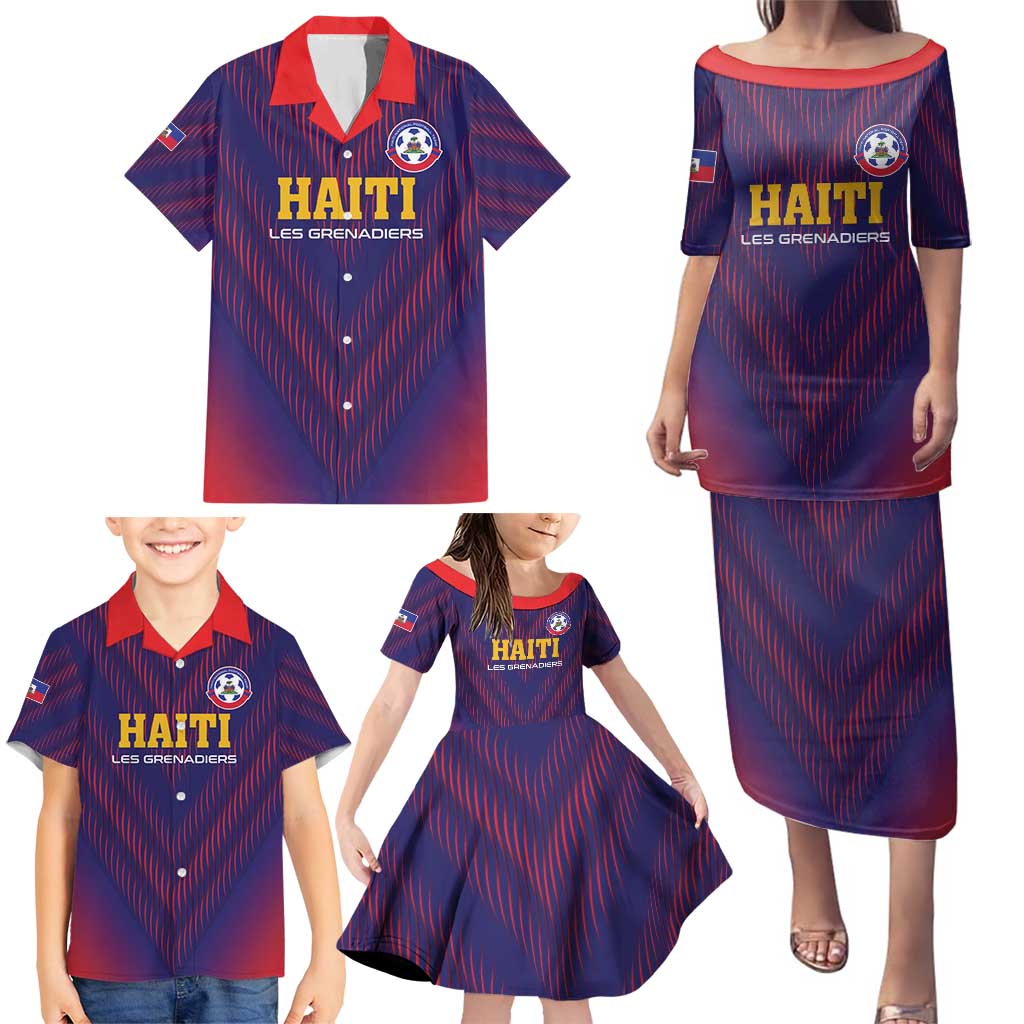 Custom Haiti Football Family Matching Puletasi and Hawaiian Shirt Come On Les Grenadiers