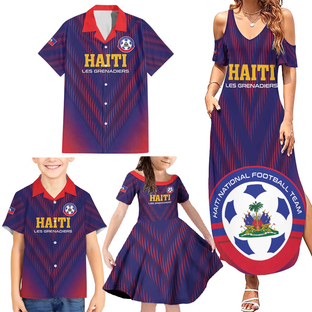 Custom Haiti Football Family Matching Summer Maxi Dress and Hawaiian Shirt Come On Les Grenadiers