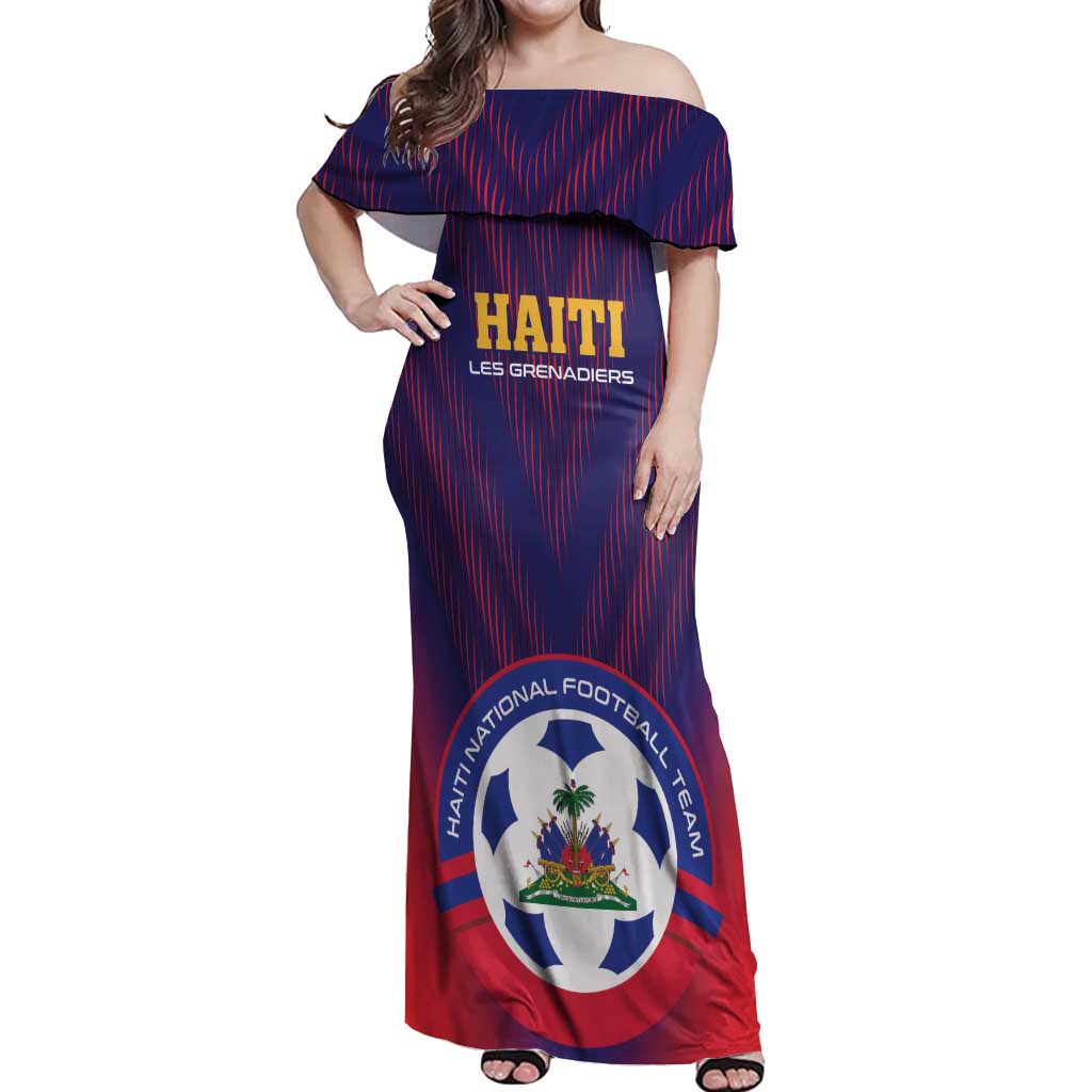 Custom Haiti Football Off Shoulder Maxi Dress Come On Les Grenadiers