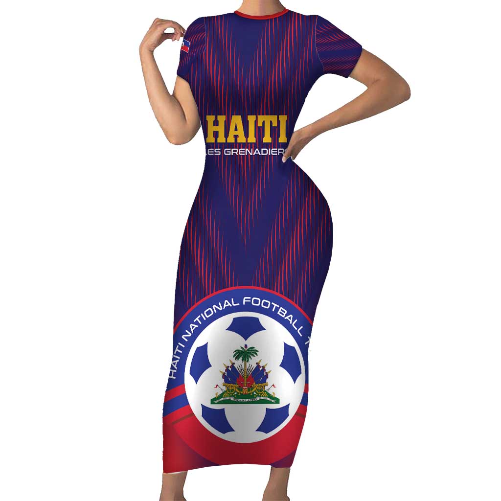 Custom Haiti Football Short Sleeve Bodycon Dress Come On Les Grenadiers