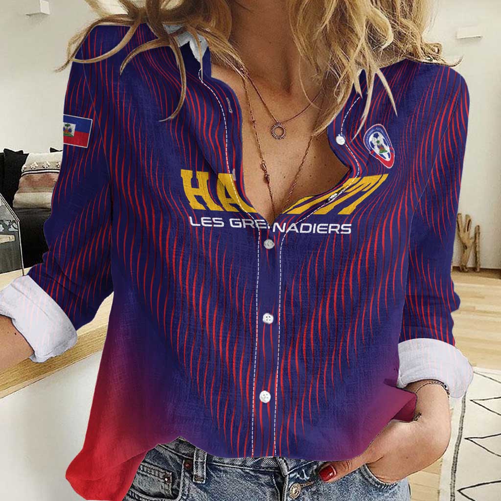 Custom Haiti Football Women Casual Shirt Come On Les Grenadiers