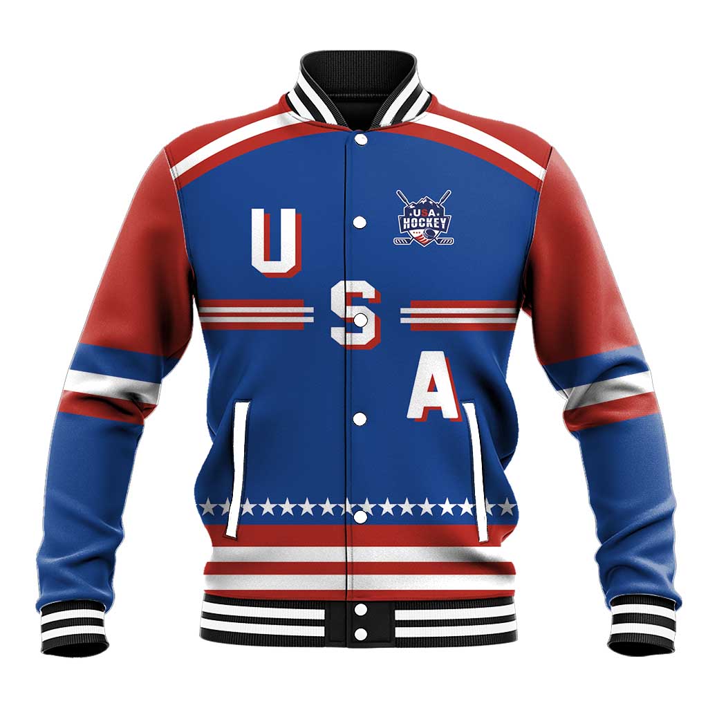 Custom Hockey 2026 USA Blue Baseball Jacket United States Go Champions
