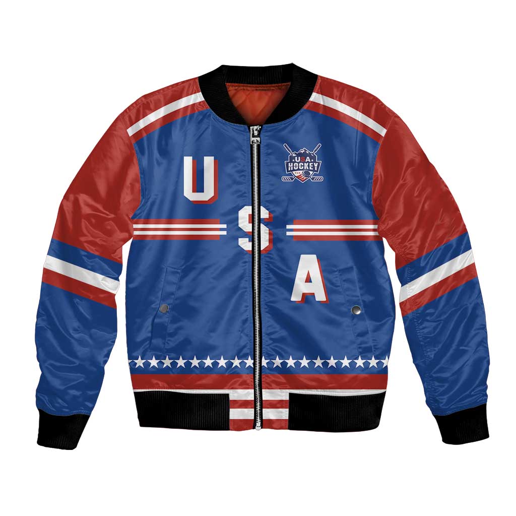 Custom Hockey 2026 USA Blue Bomber Jacket United States Go Champions