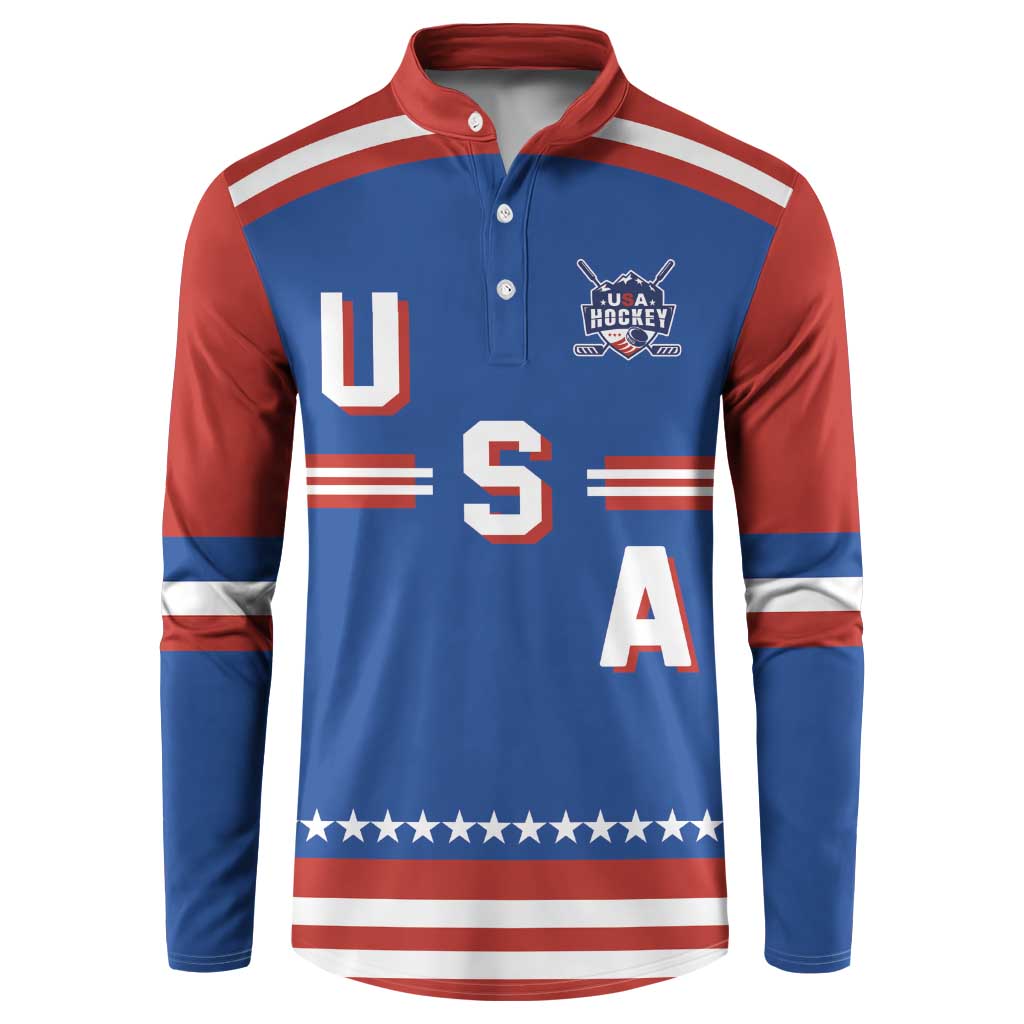 Custom Hockey 2026 USA Blue Button Sweatshirt United States Go Champions