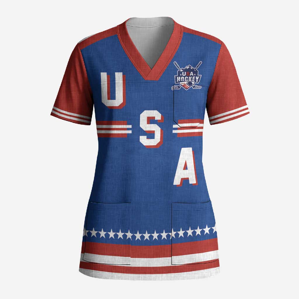 Custom Hockey 2026 USA Blue Scrub Top United States Go Champions