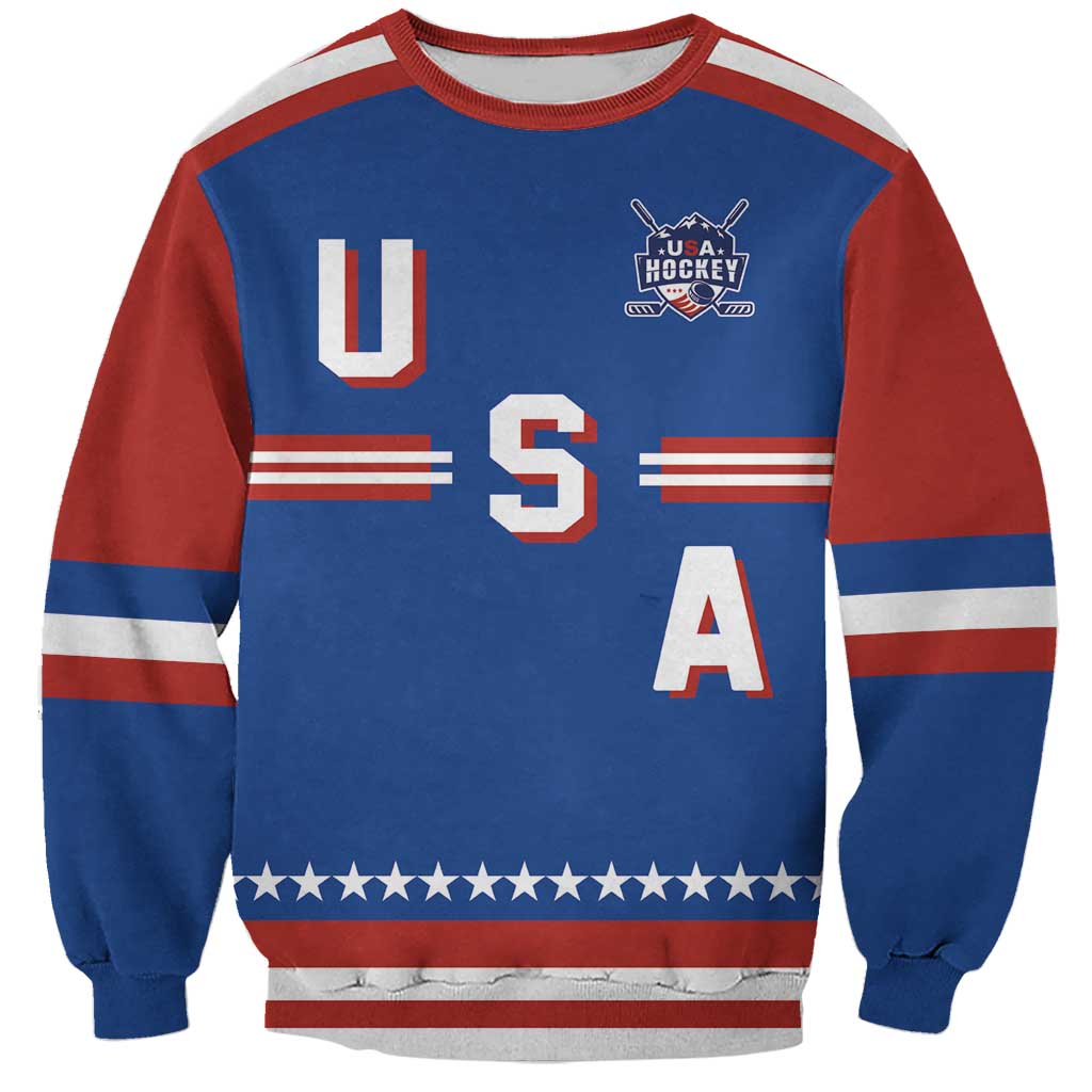 Custom Hockey 2026 USA Blue Sweatshirt United States Go Champions