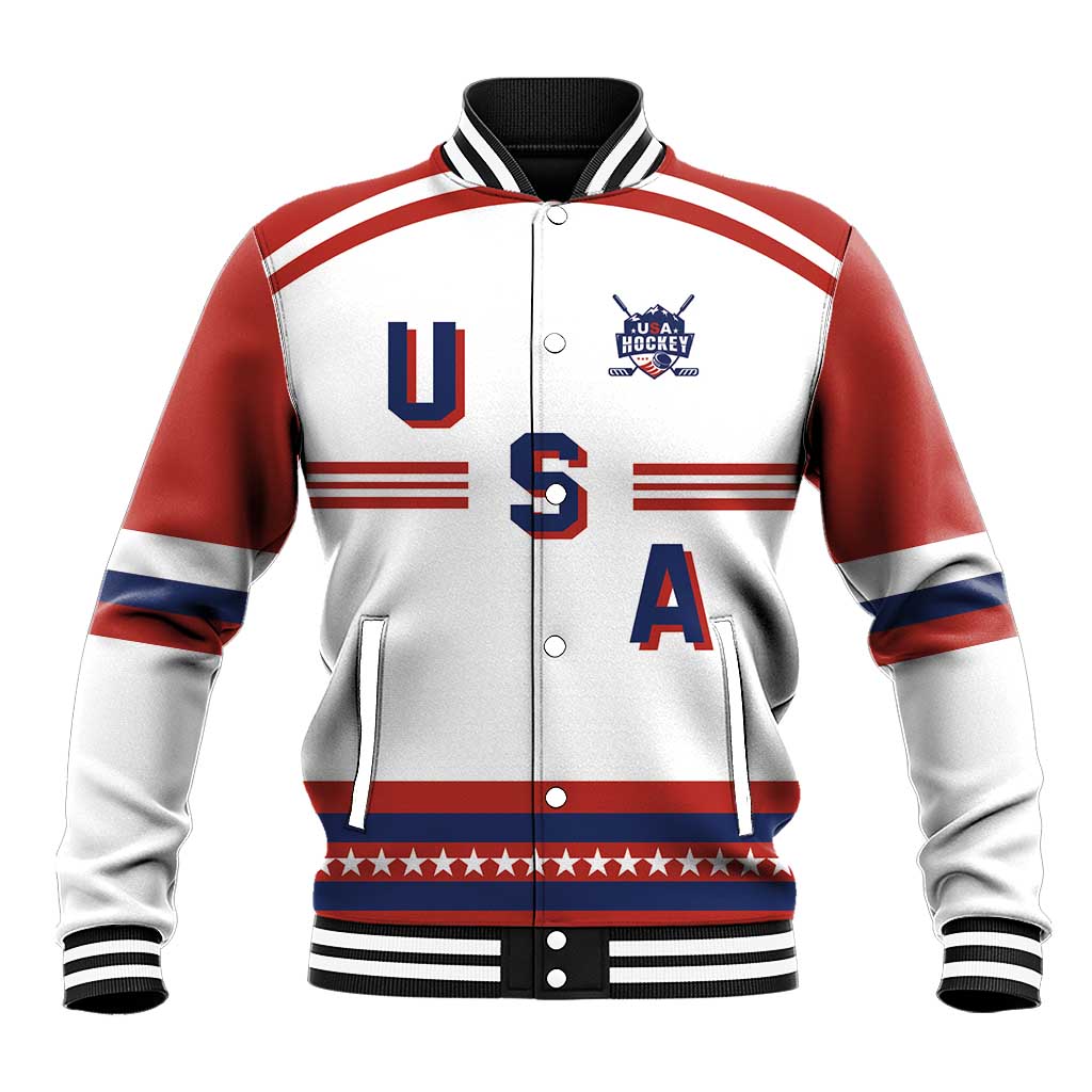Custom Hockey 2026 USA White Baseball Jacket United States Go Champions