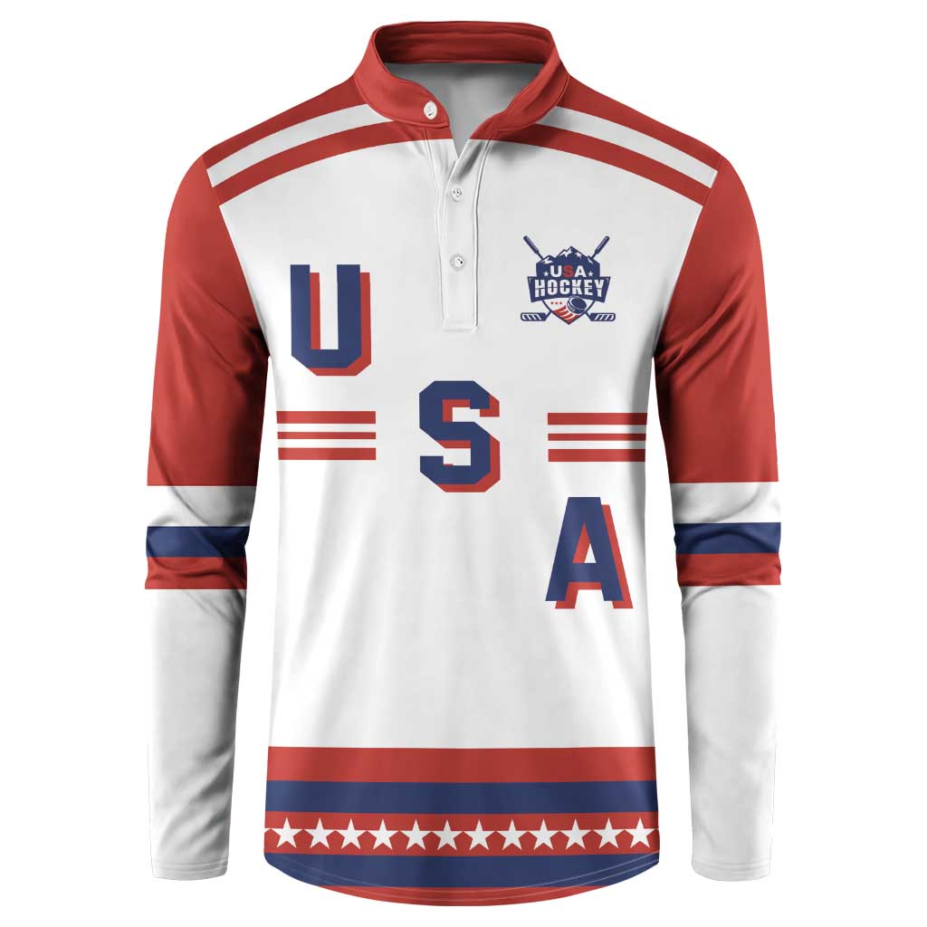Custom Hockey 2026 USA White Button Sweatshirt United States Go Champions