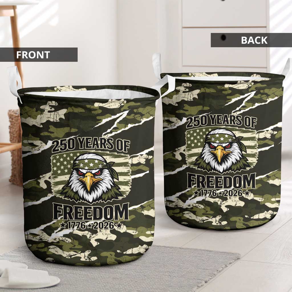 USA 250th Anniversary Laundry Basket Eagle Camouflage Zipper Stylized