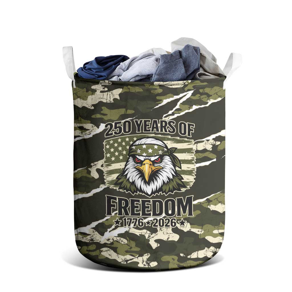 USA 250th Anniversary Laundry Basket Eagle Camouflage Zipper Stylized