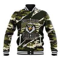 Personalized USA 250th Anniversary Baseball Jacket Eagle Camouflage Zipper Stylized