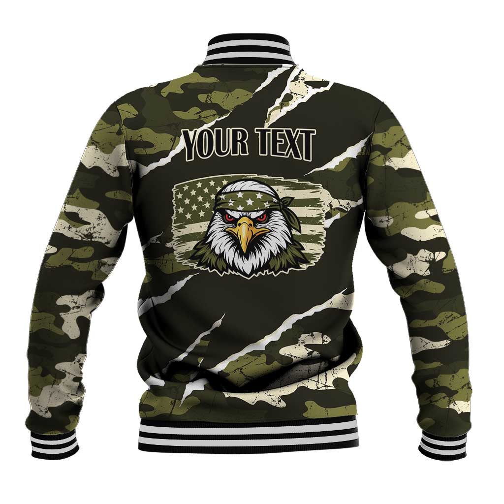 Personalized USA 250th Anniversary Baseball Jacket Eagle Camouflage Zipper Stylized
