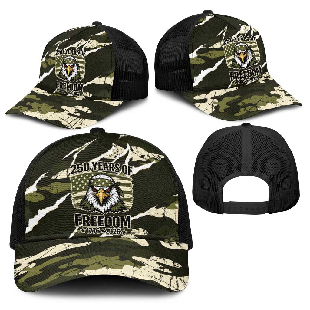 USA 250th Anniversary Baseball Net Cap Eagle Camouflage Zipper Stylized