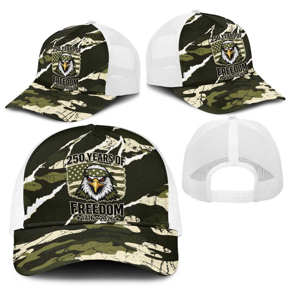 USA 250th Anniversary Baseball Net Cap Eagle Camouflage Zipper Stylized
