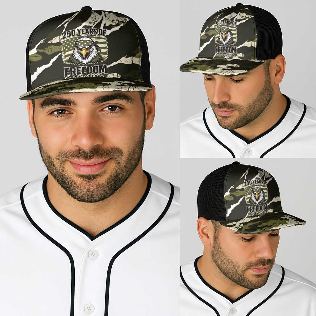 USA 250th Anniversary Baseball Net Cap Eagle Camouflage Zipper Stylized