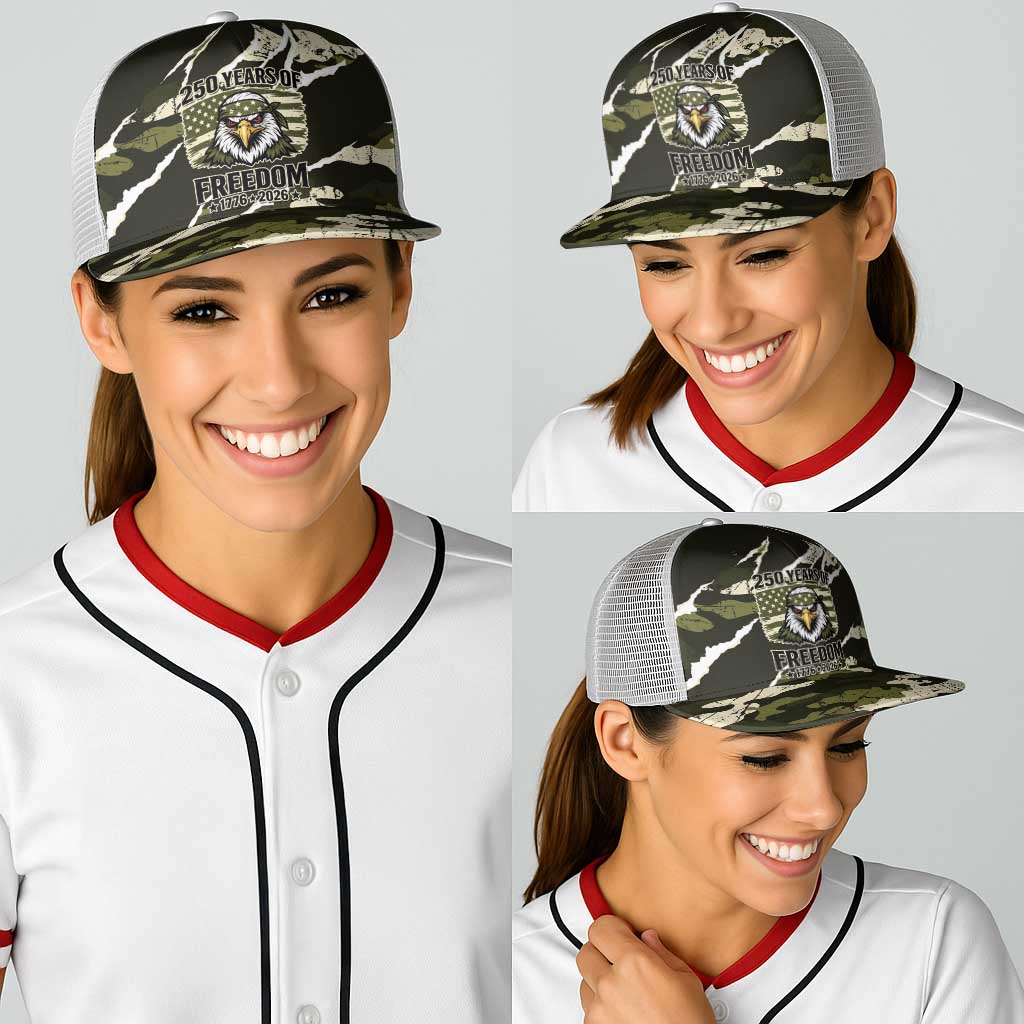 USA 250th Anniversary Baseball Net Cap Eagle Camouflage Zipper Stylized