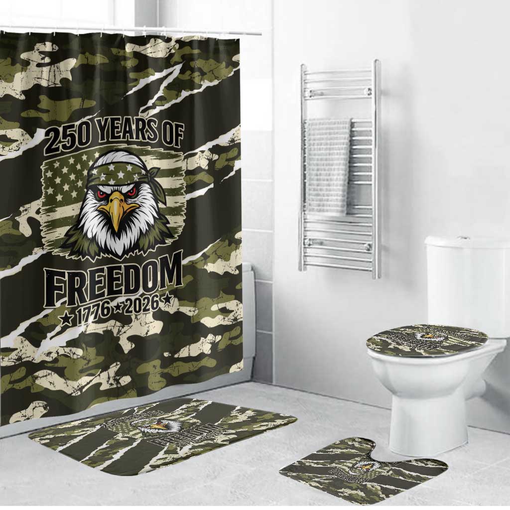 USA 250th Anniversary Bathroom Set Eagle Camouflage Zipper Stylized