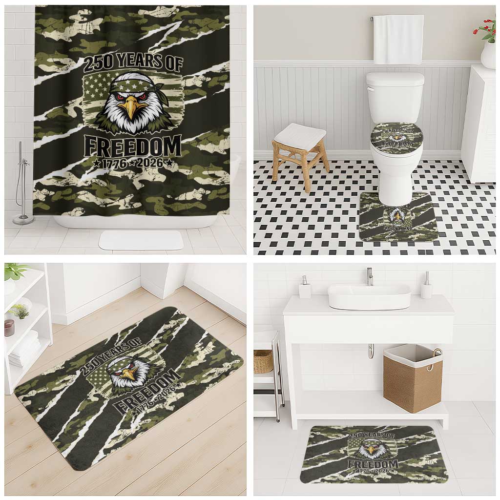 USA 250th Anniversary Bathroom Set Eagle Camouflage Zipper Stylized