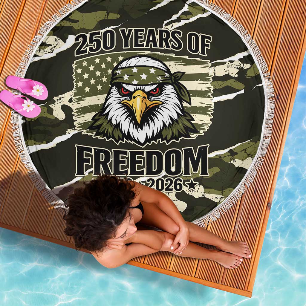 USA 250th Anniversary Beach Blanket Eagle Camouflage Zipper Stylized