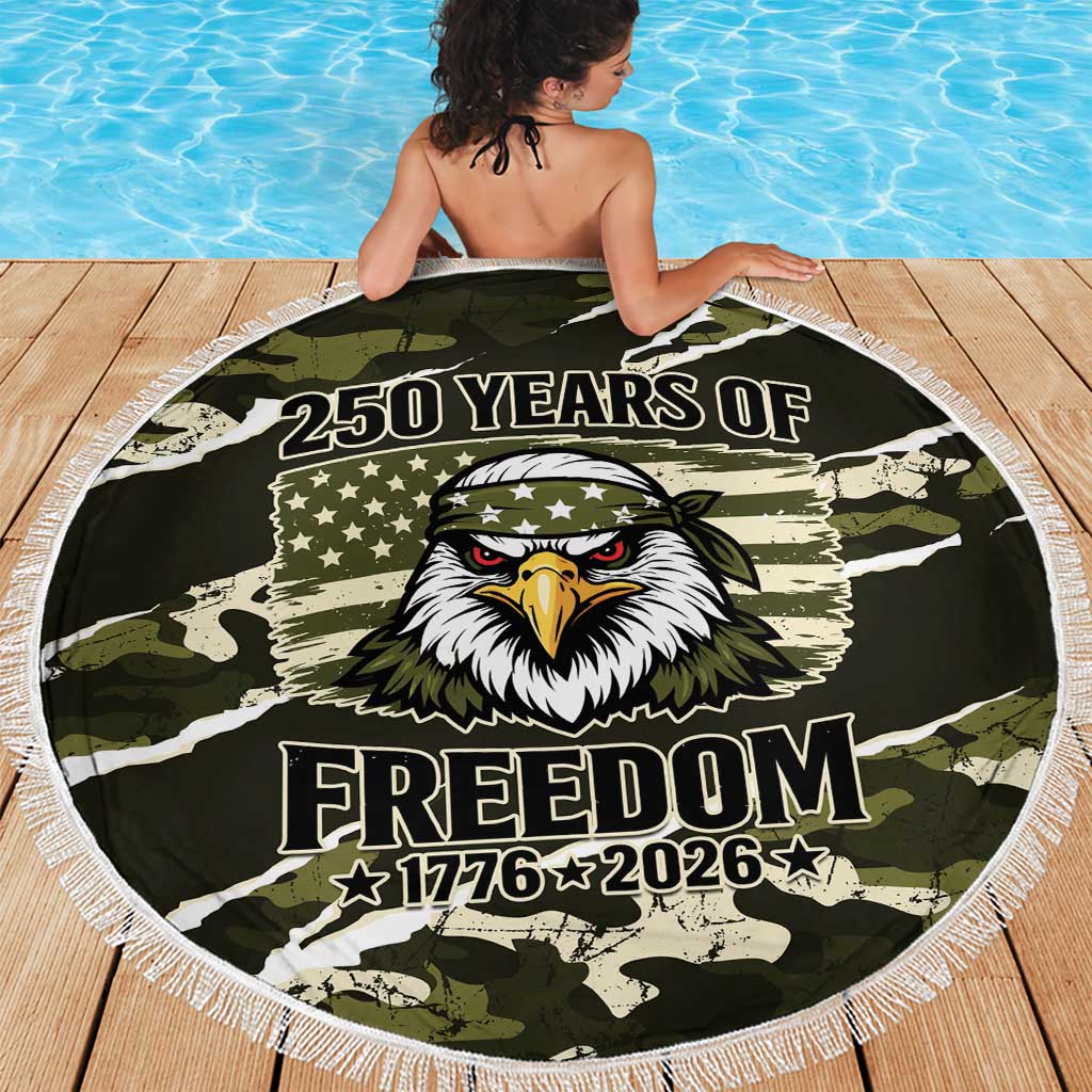 USA 250th Anniversary Beach Blanket Eagle Camouflage Zipper Stylized