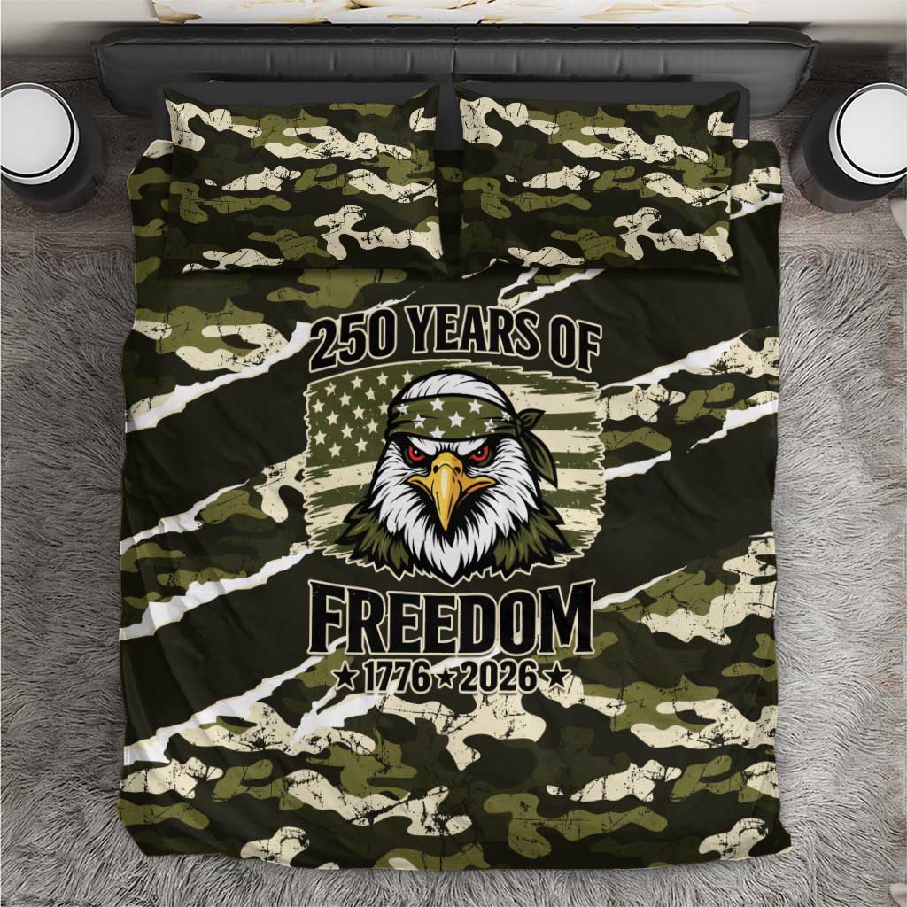 USA 250th Anniversary Bedding Set Eagle Camouflage Zipper Stylized
