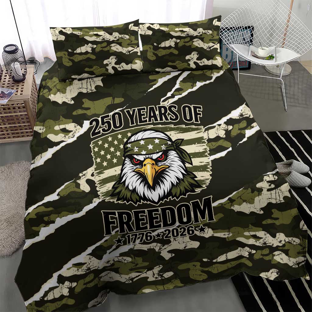 USA 250th Anniversary Bedding Set Eagle Camouflage Zipper Stylized