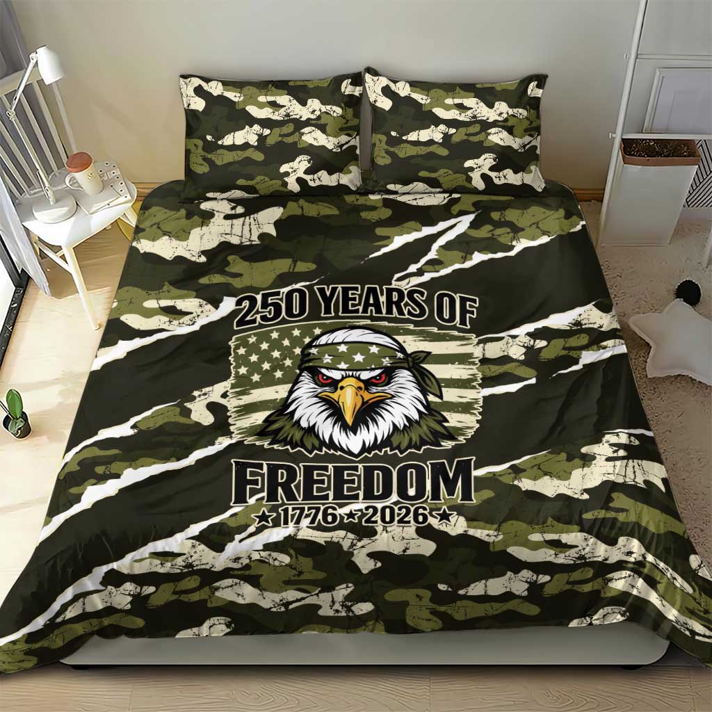 USA 250th Anniversary Bedding Set Eagle Camouflage Zipper Stylized