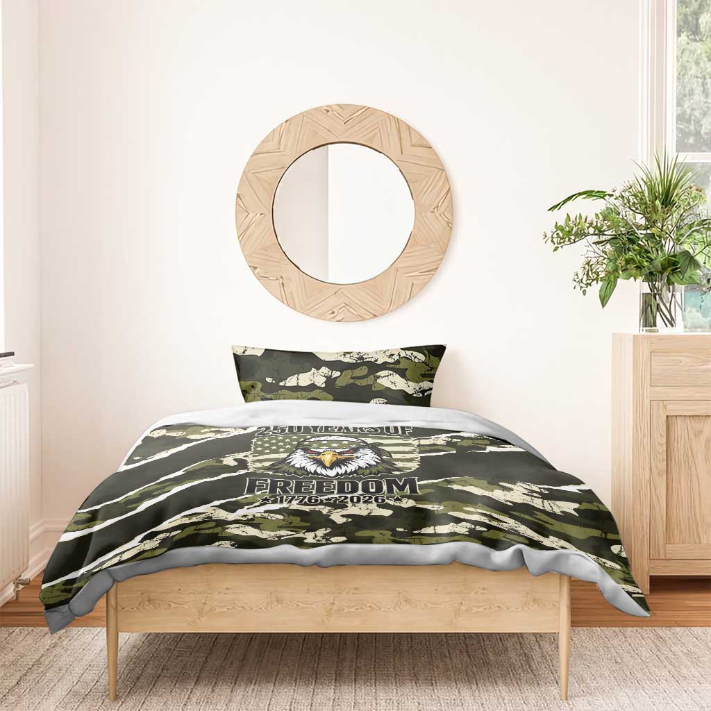 USA 250th Anniversary Bedding Set Eagle Camouflage Zipper Stylized