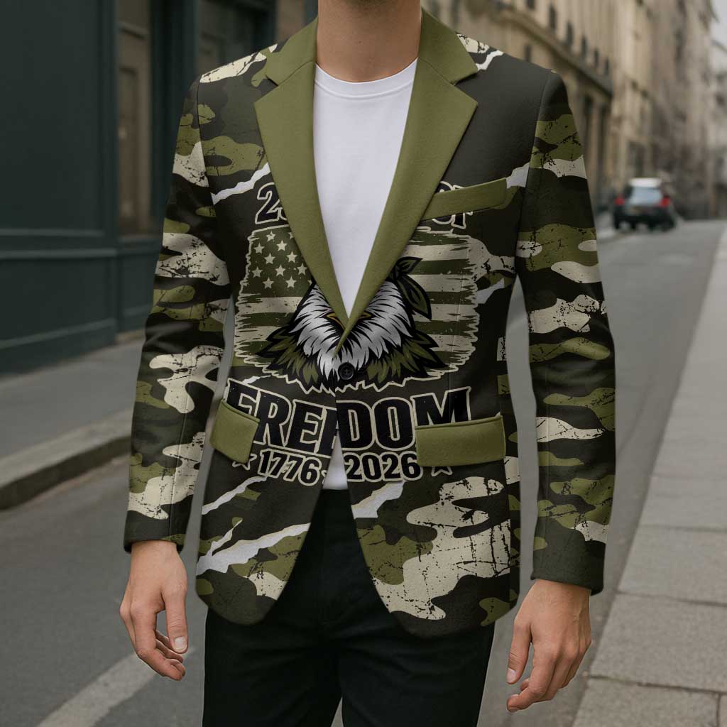 Personalized USA 250th Anniversary Blazer Eagle Camouflage Zipper Stylized