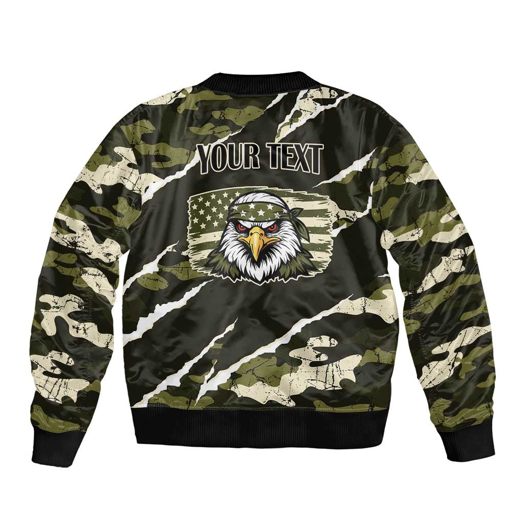 Personalized USA 250th Anniversary Bomber Jacket Eagle Camouflage Zipper Stylized