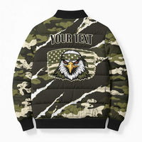 Personalized USA 250th Anniversary Bomber Puffer Jacket Eagle Camouflage Zipper Stylized