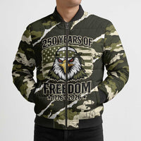 Personalized USA 250th Anniversary Bomber Puffer Jacket Eagle Camouflage Zipper Stylized