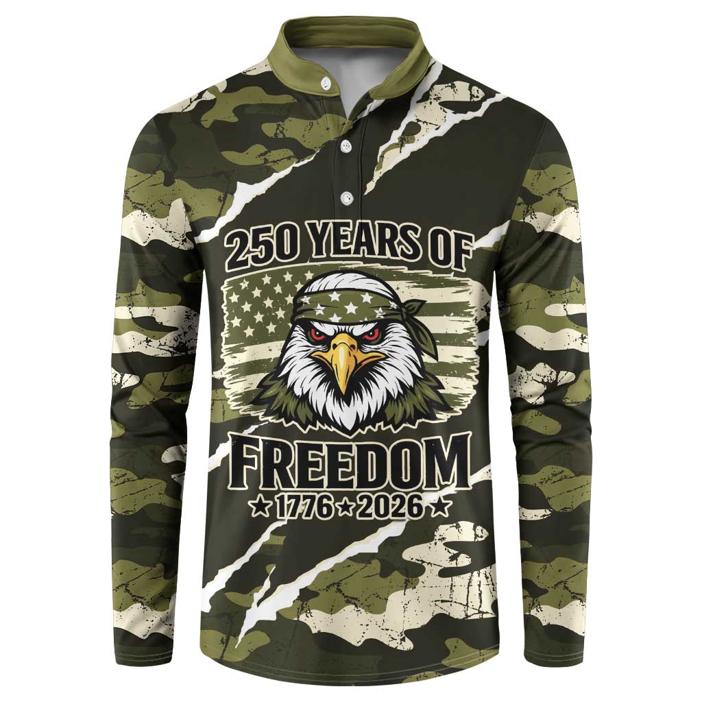 Personalized USA 250th Anniversary Button Sweatshirt Eagle Camouflage Zipper Stylized
