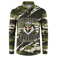 Personalized USA 250th Anniversary Button Sweatshirt Eagle Camouflage Zipper Stylized