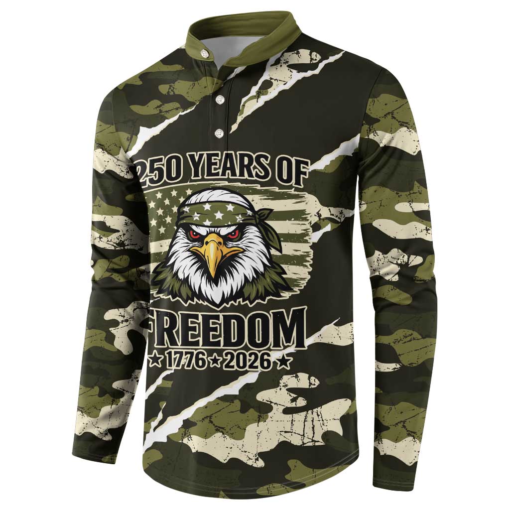 Personalized USA 250th Anniversary Button Sweatshirt Eagle Camouflage Zipper Stylized