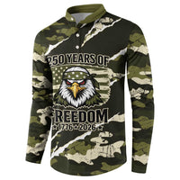 Personalized USA 250th Anniversary Button Sweatshirt Eagle Camouflage Zipper Stylized