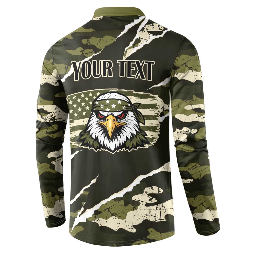 Personalized USA 250th Anniversary Button Sweatshirt Eagle Camouflage Zipper Stylized