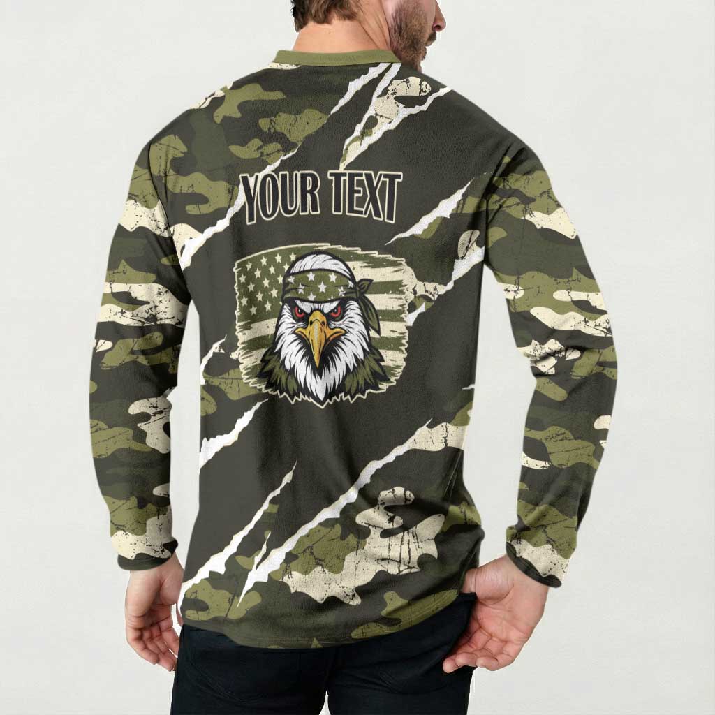 Personalized USA 250th Anniversary Button Sweatshirt Eagle Camouflage Zipper Stylized