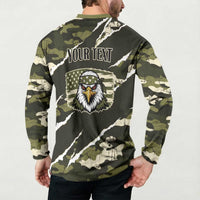 Personalized USA 250th Anniversary Button Sweatshirt Eagle Camouflage Zipper Stylized